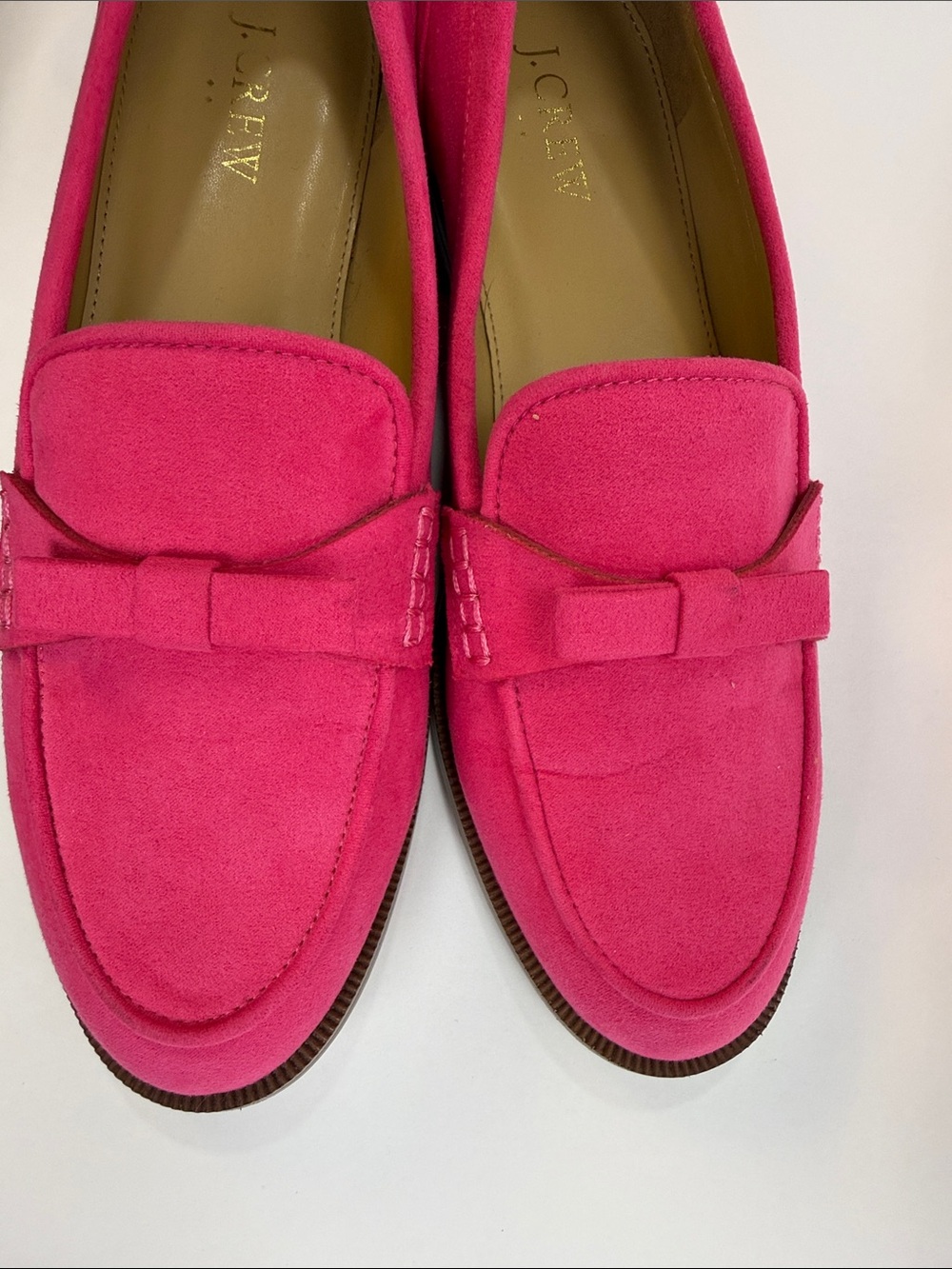 J. Crew Women's Synthetic Suede Bow Loafers in Sweet Fuchsia Size 8.5 - Picture 8 of 13